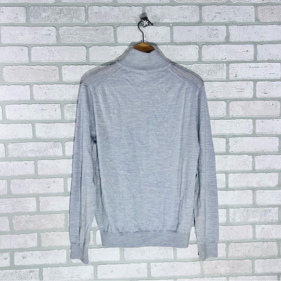 Spoke Knit Wool Slim Short Light Gray Zip-Up Sweater Size M - Picture 5 of 8